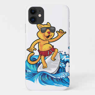 Cool cat surfer Case-Mate iPhone case