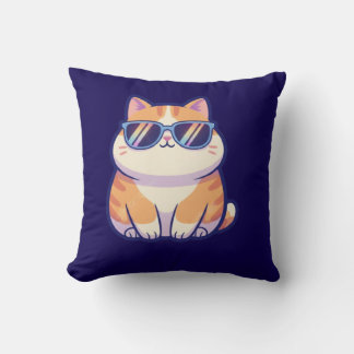 Cool Cat Throw Pillow – Stylish Feline Vibes for Y