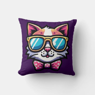 Cool Cat Throw Pillow – Whimsical Home Decor