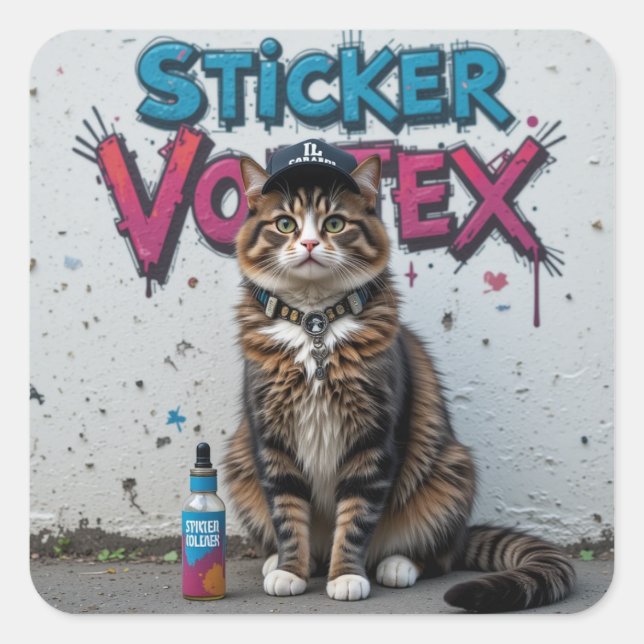 Cool Cat Urban Street Art Sticker – Sticker Vortex (Front)