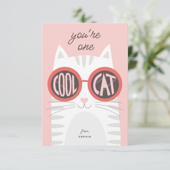 Cool Cat Valentine's day Card (Standing Front)