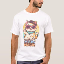 "Cool Cat Vibes – Meow Magic Summer Tee