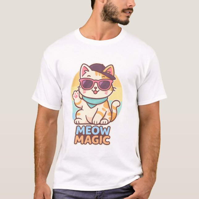  "Cool Cat Vibes – Meow Magic Summer Tee (Front)