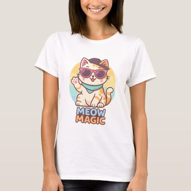 Cool Cat Vibes – Meow Magic Summer Tee" T-Shirt (Front)