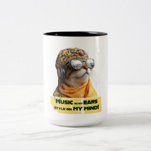 Cool Cat Vibes Two-Tone Coffee Mug