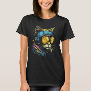Cool Cat Wear Pilot Goggles  Design T-Shirt