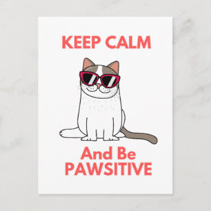  Cool Cat Wearing Glasses Be Pawsitive Postcard