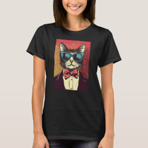 Cool Cat Wearing Suit And Bowtie Retro Or Vintage T-Shirt
