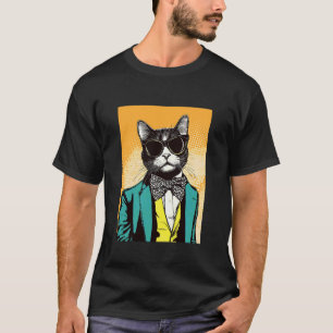Cool Cat Wearing Suit And Bowtie Retro Or Vintage T-Shirt