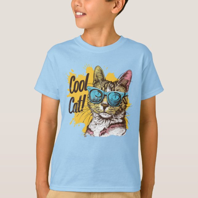 "Cool Cat" Wearing Sunglasses T-Shirt (Front)