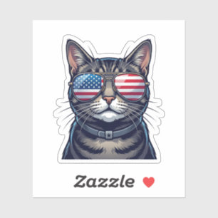 Cool Cat Wearing USA Flag Sunglasses 4th of July