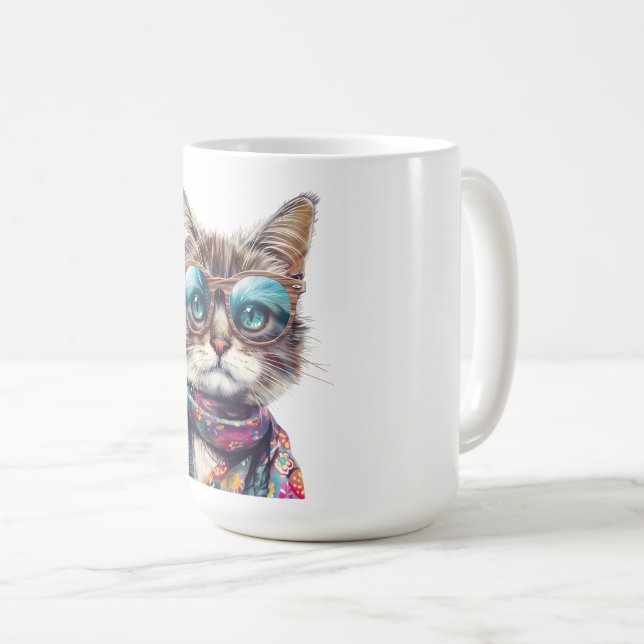 Cool Cat with Glasses Coffee Mug (Front Right)