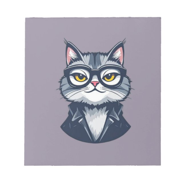Cool Cat with Glasses Notepad (Front)