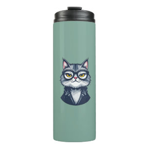 "Cool Cat with Glasses Thermal Tumbler" Thermal Tumbler
