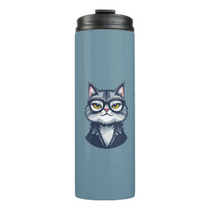 "Cool Cat with Glasses Thermal Tumbler" Tumbler