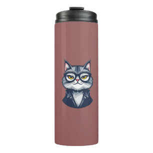 "Cool Cat with Glasses Thermal Tumbler" Tumbler