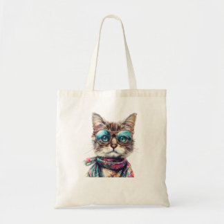 Cool Cat with Glasses Tote Bag