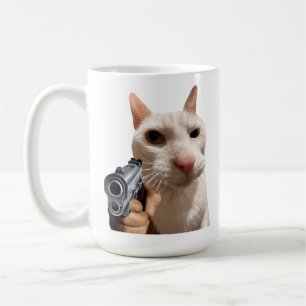 Cool  Cat With Gun Funny Meme Coffee Mug