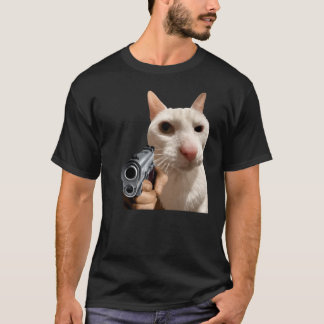 Cool Cat With Gun Funny Meme t-shirt