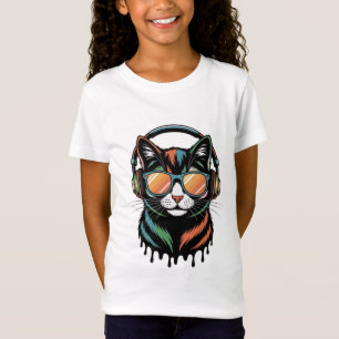 Cool Cat with Headphones and Sunglasses T-Shirt