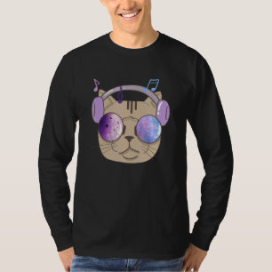 Cool Cat With Headphones I Animals Music T-Shirt