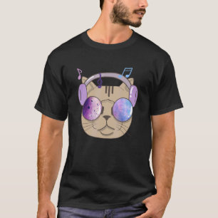 Cool Cat With Headphones I Animals Music T-Shirt