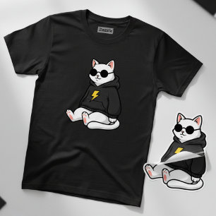 Cool Cat with Hoodie & Sunglasses T-Shirt