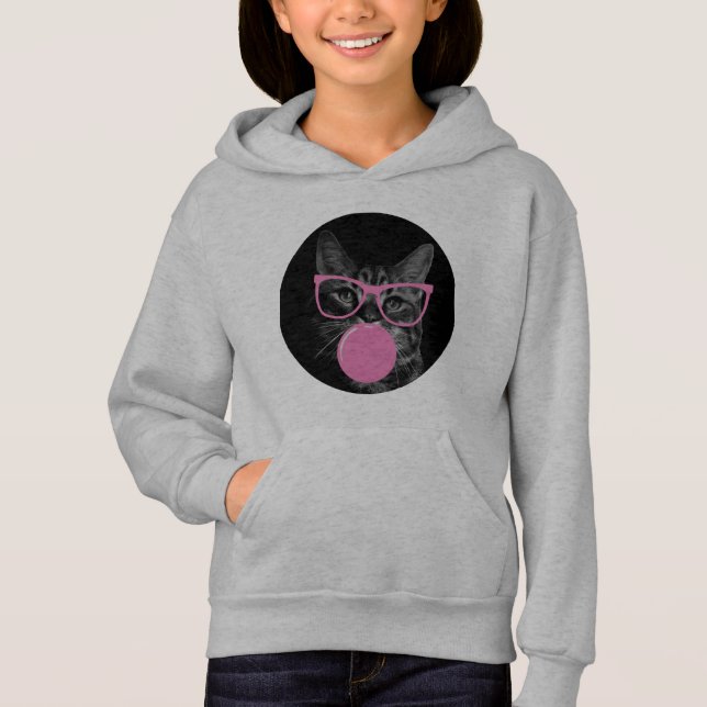 Cool Cat with Pink Glasses & Bubble Gum  (Front)
