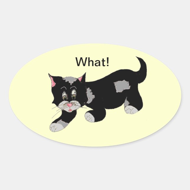 Cool Cat with Saying Oval Sticker (Front)