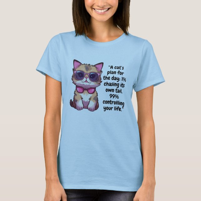 Cool Cat with Shades – Cute Kitty Wearing Sunglass T-Shirt (Front)