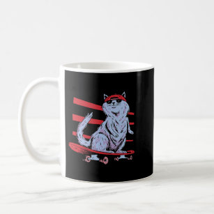 Cool Cat With Sunglasses And Hat Skateboarding 246 Coffee Mug