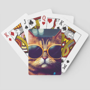 COOL CAT WITH SUNGLASSES ART PLAYING CARDS