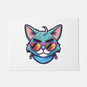 Cool cat with sunglasses doormat