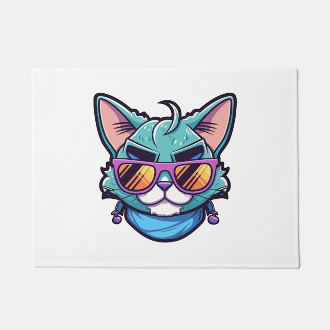 Cool cat with sunglasses  doormat (Front)