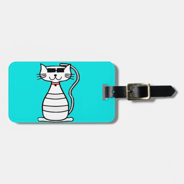 Cool Cat with sunglasses Luggage Tag (Front Horizontal)