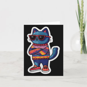 Cool Cat With Sungles Retro Style Funny Animal Card
