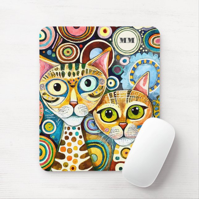 Cool Cats Abstract Mouse Pad (With Mouse)