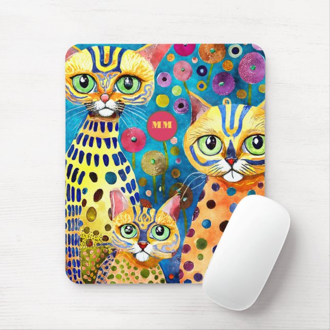 Cool Cats Abstract Mouse Pad (With Mouse)
