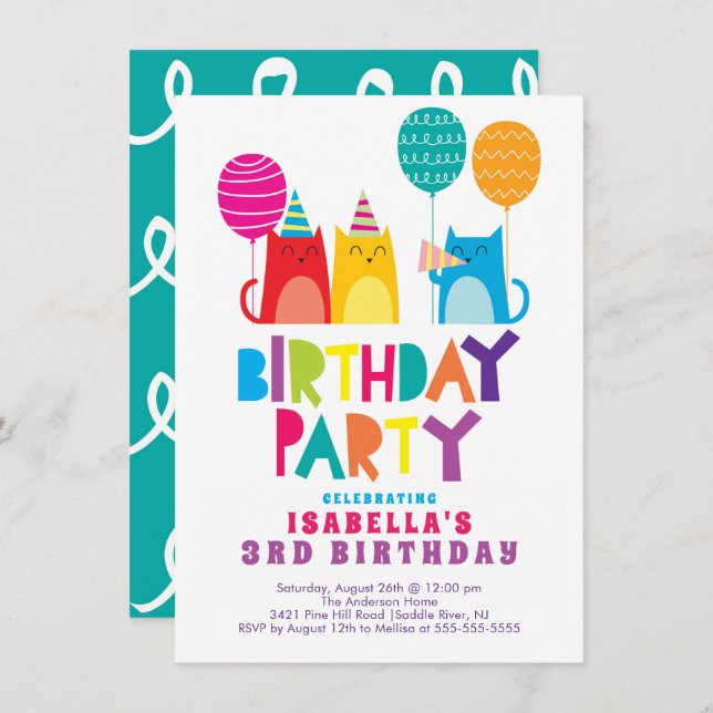 Cool Cats Birthday Party Invitation (Front/Back)