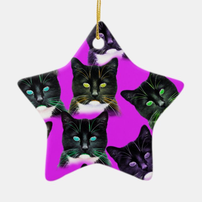 Cool Cats Ceramic Tree Decoration (Front)