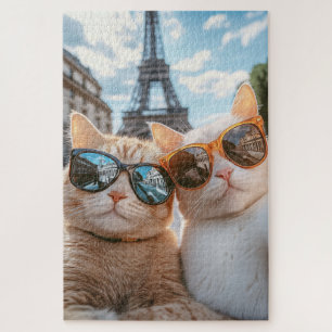 Cool Cats in Paris Jigsaw Puzzle