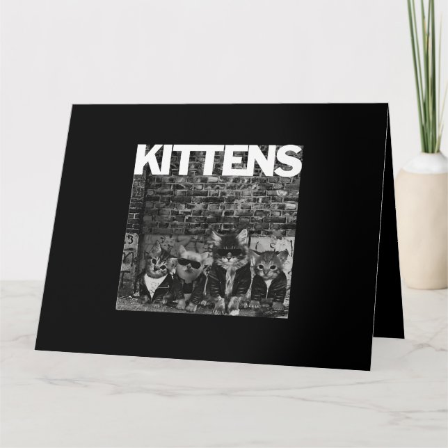 Cool Cats Kittens Meow Punk Rock Band Funny Cat Lo Card (Front)