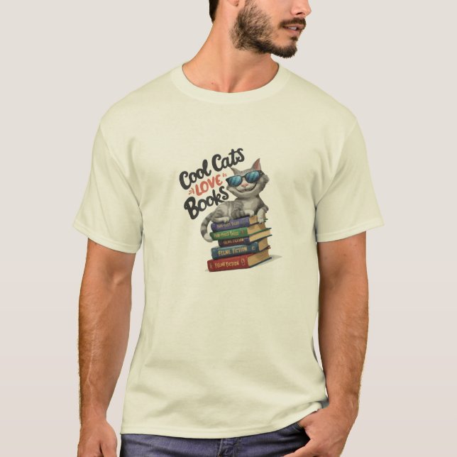 "Cool Cats Love Books T-Shirt (Front)