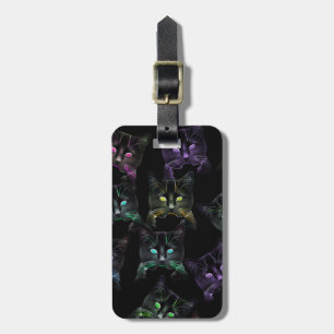 Cool Cats on Black! Multi-coloured Cats Luggage Ta Tag