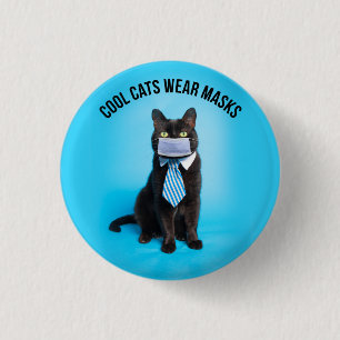 Cool Cats Wear Masks 3 Cm Round Badge