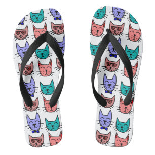 Cool Cats with sunglasses bow ties on Custom Jandals