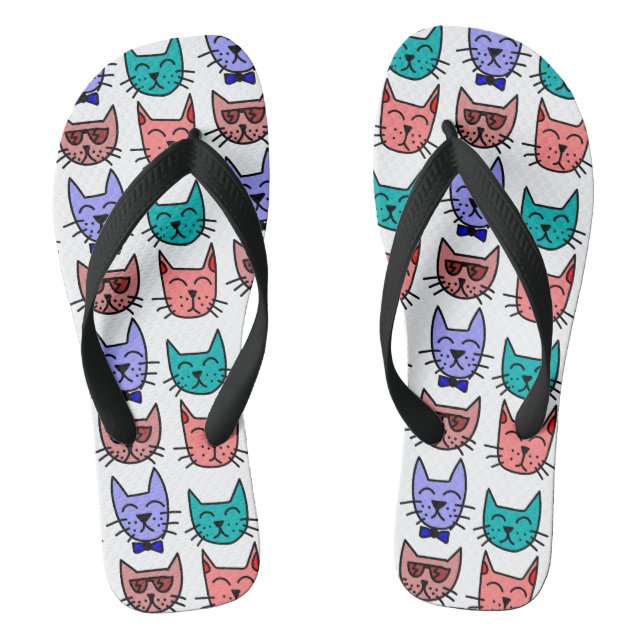 Cool Cats with sunglasses bow ties on Custom Jandals (Footbed)