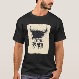 Cool Cattle Head with Ranch for Animals and Cows L T-Shirt