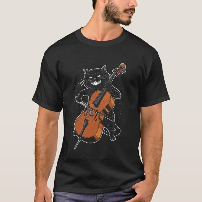 Cool Cello Cat Gothic Musician Orchestra String Pl T-Shirt (Front)