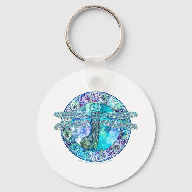 Cool Celtic Dragonfly Key Ring (Front)